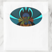 Mooie Cyaan Abstracte kunst Print Ovale Sticker (Tas)