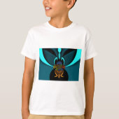 Mooie Cyaan Abstracte kunst Print T-shirt (Voorkant)