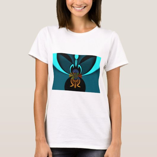 Mooie Cyaan Abstracte kunst Print T-shirt (Voorkant)
