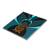 Mooie Cyaan Abstracte kunst Print Tegeltje (Zijkant)