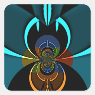 Mooie Cyaan Abstracte kunst Print Vierkante Sticker