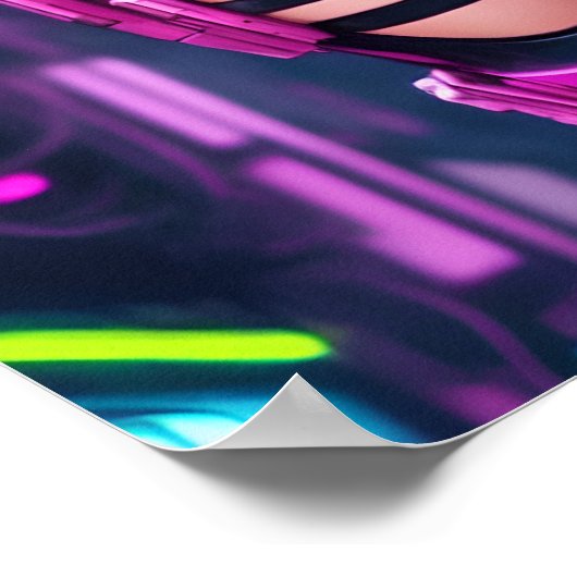 Mooie Cyberpunk Vrouw Poster (Hoek)