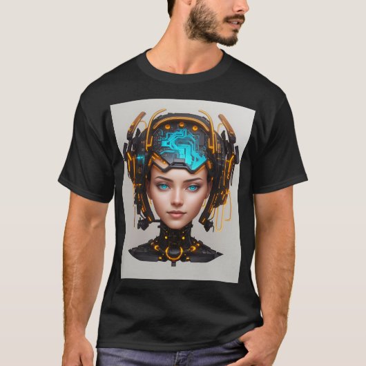 Mooie Cyborg Head met Circuits T-shirt (Voorkant)