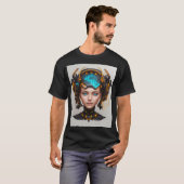 Mooie Cyborg Head met Circuits T-shirt (Voorkant volledig)