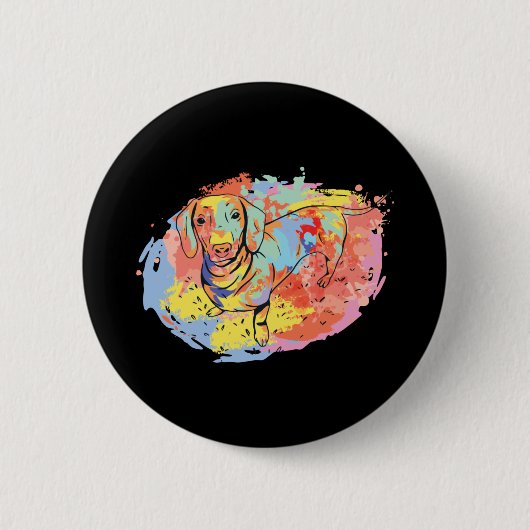 Mooie dachshond hond ronde button 5,7 cm (Voorkant)