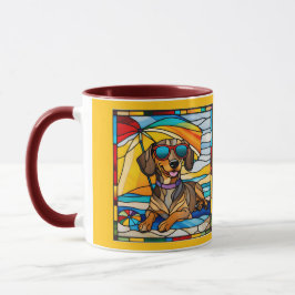 Mooie Dachshund Glas-in-lood Koffiemok Mok