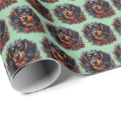 Mooie Dachshund Kerstcadeau Inpakpapier (Rol Hoek)