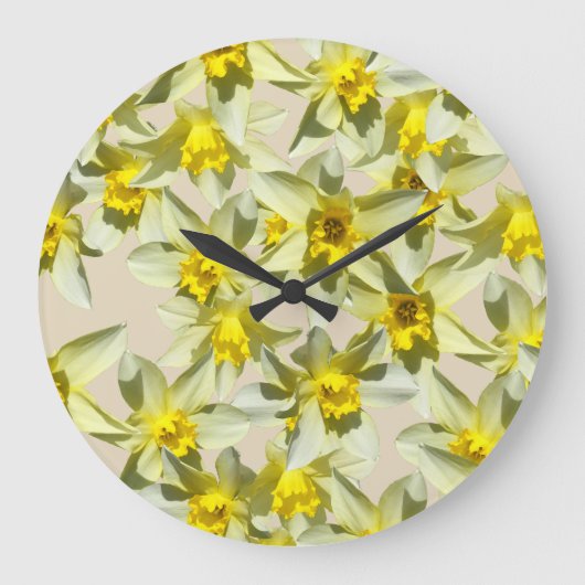 Mooie Daffodils Flowers Wall Clock Grote Klok (Voorkant)