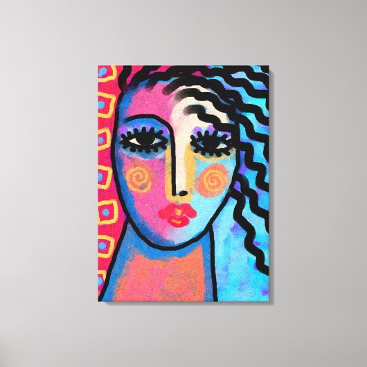 Mooie Dag Abstract Digitaal Schilderij van een Vro Canvas Afdruk (Voorkant)