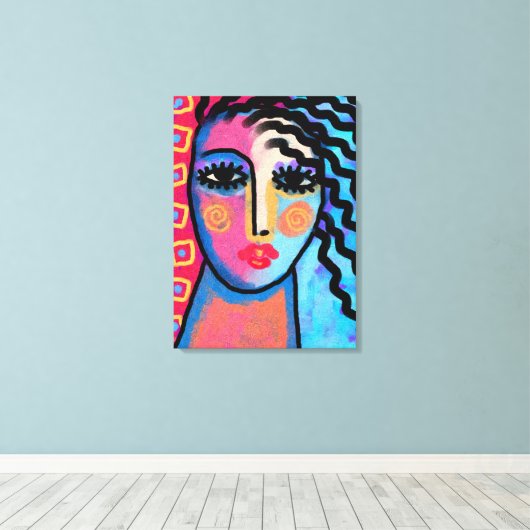 Mooie Dag Abstract Digitaal Schilderij van een Vro Canvas Afdruk (Insitu (Houten vloer))