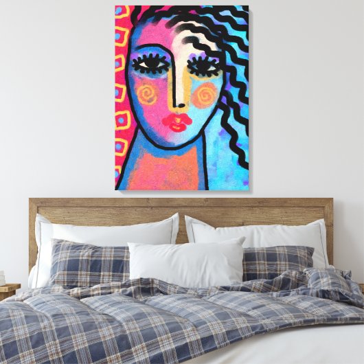 Mooie Dag Abstract Digitaal Schilderij van een Vro Canvas Afdruk (Insitu (Slaapkamer))