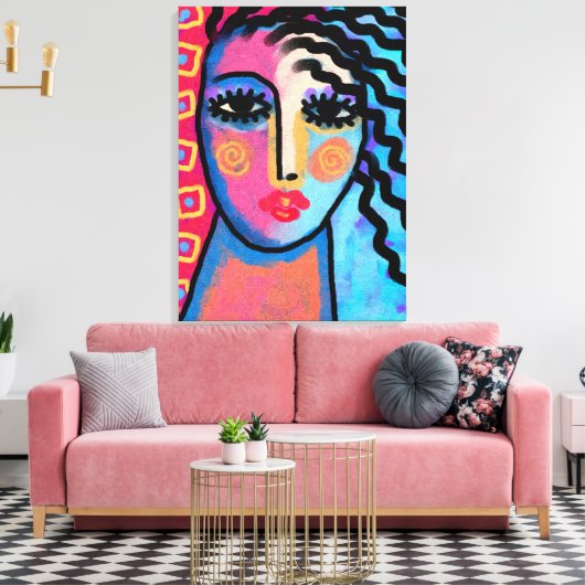 Mooie Dag Abstract Digitaal Schilderij van een Vro Canvas Afdruk (Insitu (Woonkamer))