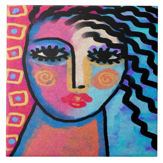 Mooie Dag Abstract Digitaal Schilderij van een Vro Tegeltje (Voorkant)