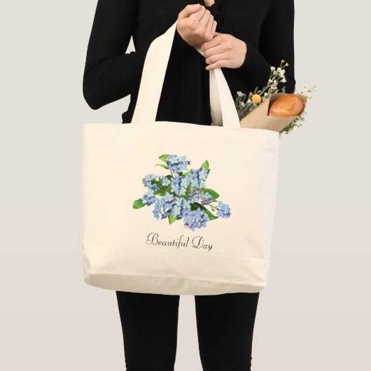 Mooie dag  blauwe bloemen Canvas tas (Voorkant (product))