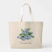 Mooie dag  blauwe bloemen Canvas tas (Achterkant)