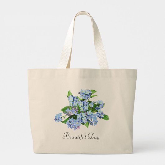 Mooie dag  blauwe bloemen Canvas tas (Achterkant)