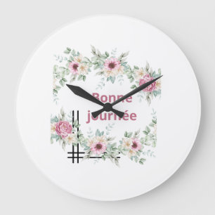 Mooie Dag Bloemen Wandklok – Elegante Roze Bloemen