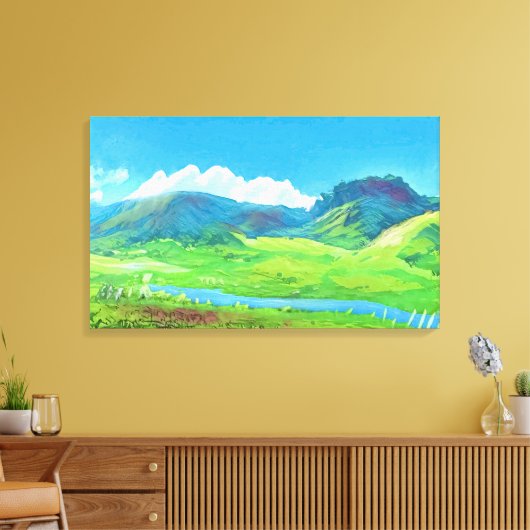 Mooie dag in de heuvels canvas afdruk (Insitu (Woonkamer))