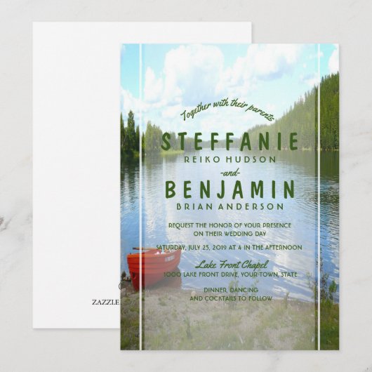 Mooie dag - Lakeside Wedding Event Party Kaart (Voorkant / Achterkant)