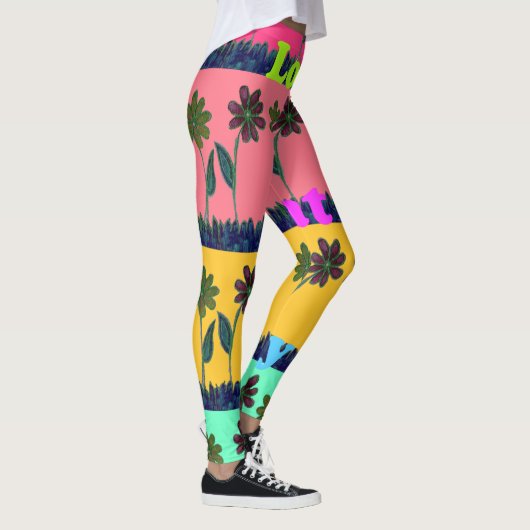 Mooie dag mooie liefde eet Florale kunst design Leggings (Rechts)