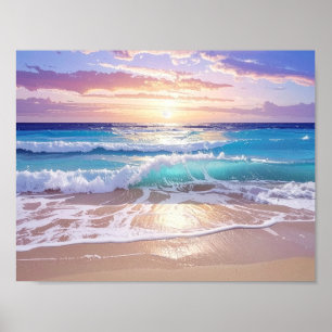Mooie Dag Oceaanwonderen bij het Zeestrand Strand Poster