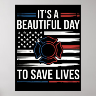 Mooie Dag Om Levens Te Redden Brandweerman PNG Poster