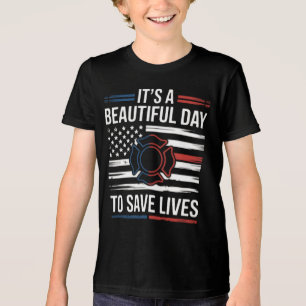 Mooie Dag Om Levens Te Redden Brandweerman PNG Tri-Blend Shirt