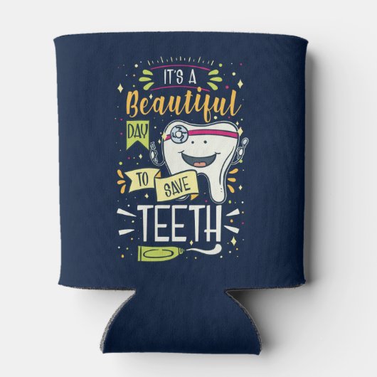 Mooie dag om tanden te redden Tandarts en verpleeg Blikjeskoeler (Achterkant)