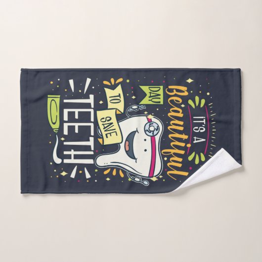 Mooie dag om tanden te redden tandarts praktijk ve handdoek (Handdoek)