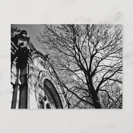 Mooie dag op de begraafplaats in zwart-wit briefkaart (Voorkant)