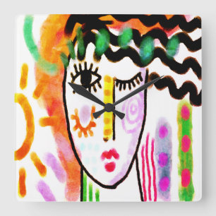 Mooie dag originele Abstracte kunst Vierkante Klok