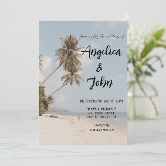 Mooie Dag Strand Reizen Vakantie Bruiloft Kaart (Staand voorkant)