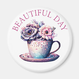 Mooie Dag   Thee Cup of Flowers Magneet