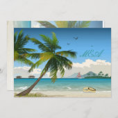 Mooie dag/Tropische uitnodiging voor een strandbru (Voorkant / Achterkant)
