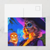 Mooie dag van de dode vrouw met suikerschedel briefkaart (Voorkant / Achterkant)