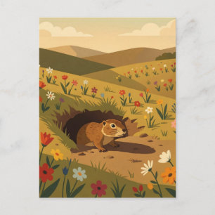 Mooie Dag van de marmot   Lente of Winter Gedicht Briefkaart
