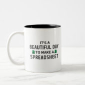 Mooie dag voor een spreadsheet Tweekleurige koffie Tweekleurige Koffiemok (Links)