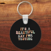 Mooie dag voor testdag Groovy Teacher Sleutelhanger (Voorkant)