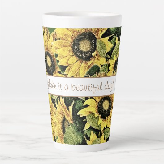 Mooie dag zonnebloem latte Mok (Voorkant)