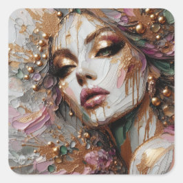 Mooie dagdroom Abstracte impressionistische Sticke Vierkante Sticker