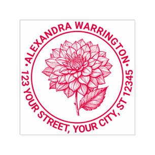 Mooie Dahlia Bloei Bloem Naam Retouradres Zelfinktende Stempel