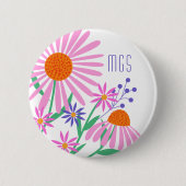 Mooie Daisies aangepaste monogram knoppen Ronde Button 5,7 Cm (Voorkant)