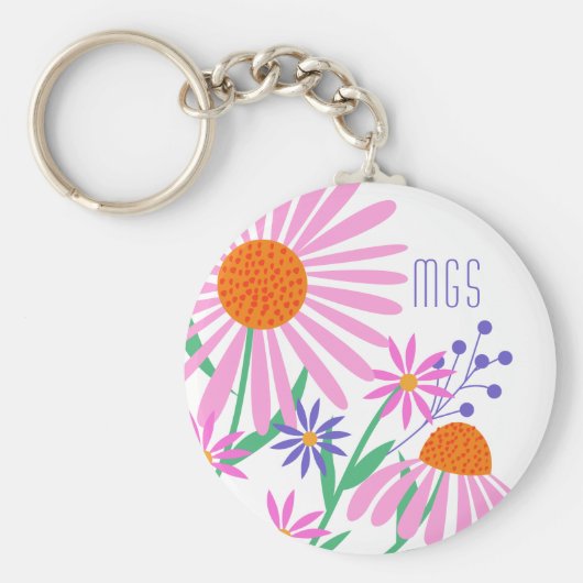 Mooie Daisies aangepaste monogram sleutelketens Sleutelhanger (Voorkant)