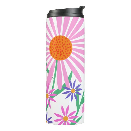 Mooie Daisies aangepaste monogram tumbler Thermosbeker (Gedraaid links)