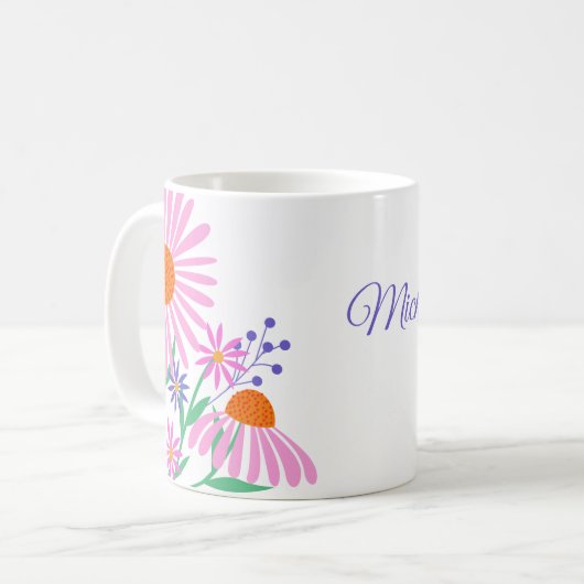 Mooie Daisies aangepaste naam mokken (Voorkant links)