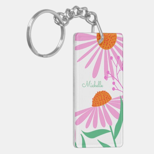 Mooie Daisies aangepaste naam sleutelhanger (Voorkant Links)