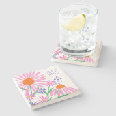 Mooie Daisies custom monogram stenen onderzetters (Zijkant)