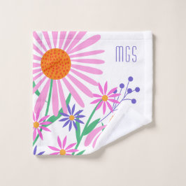 Mooie Daisies custom monogram wasdoek Washandje
