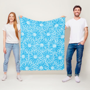 Mooie Daisy Flower, Halftone Illustratie Fleece Deken