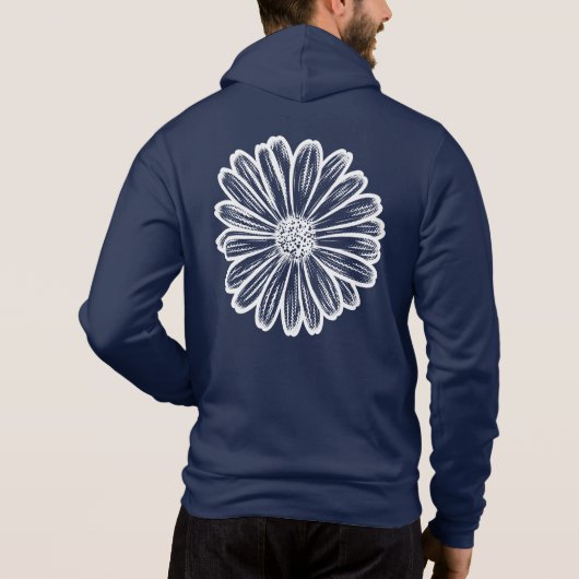 Mooie Daisy Flower, Halftone Illustratie Hoodie (Achterkant)